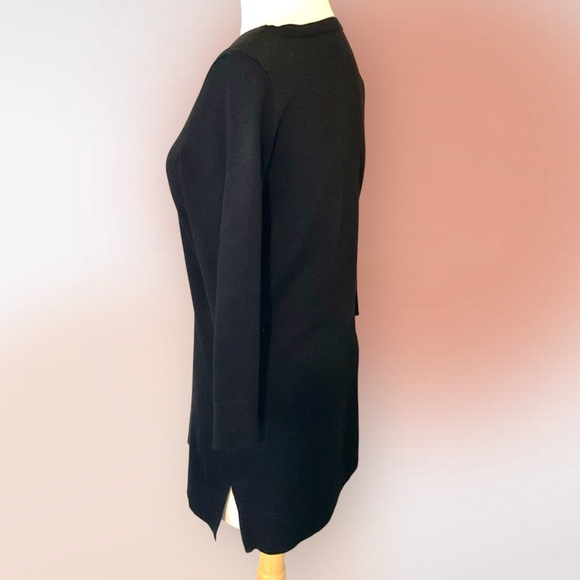 Cable & Gauge Black Asymmetrical V Neckline Fine Knit Sweater Tunic Size S - Picture 4 of 9